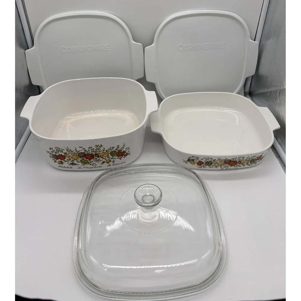 CORNINGWARE A-5-B Spice of Life 5 Quart Casserole A-22-B W/ Pyrex Lid A-12-C